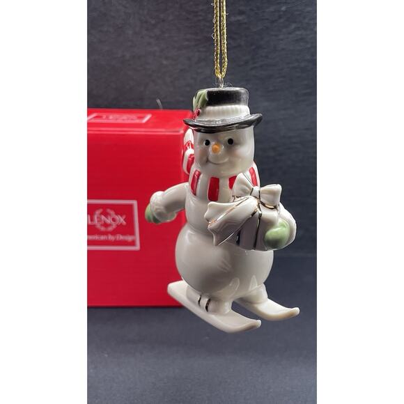 Lenox Very Merry Christmas Porcelain Snowman Skiing. New in Box - Picture 1 of 8